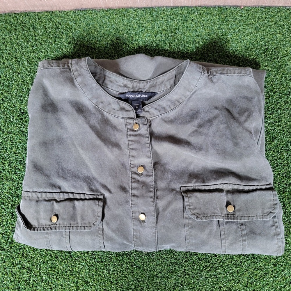 Banana Republic Olive Green Tunic‎ Dress Long Sleeve Petite Size 8
